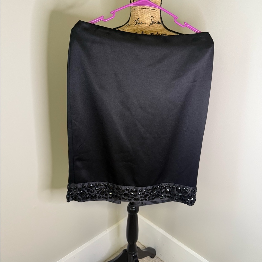 White House Black Market Black Skirt with Beaded Hem - Picture 4 of 7